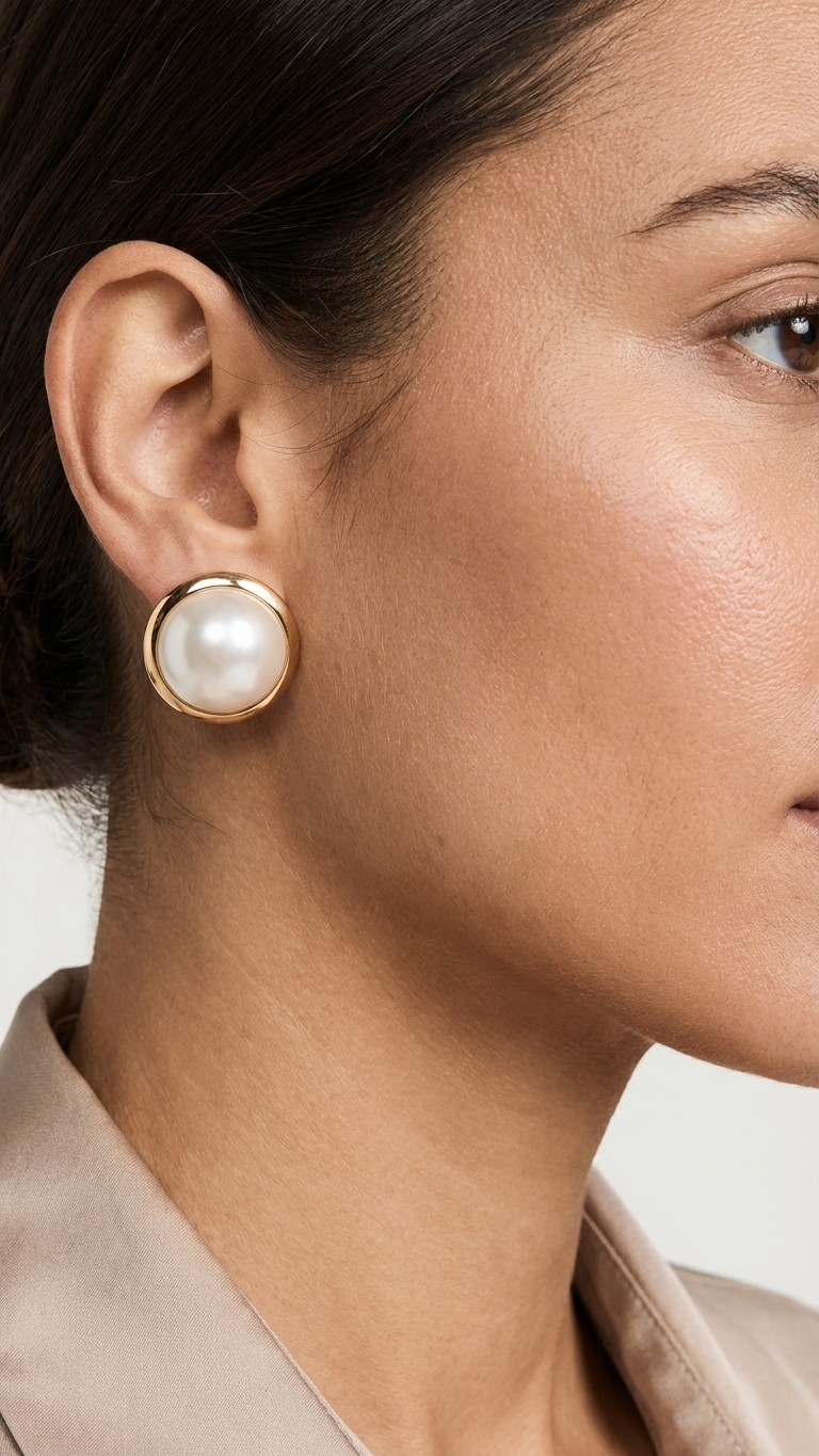 Classic pearl stud earrings, Vintage Style Pearl Studs, Elegant Gold Pearl Studs