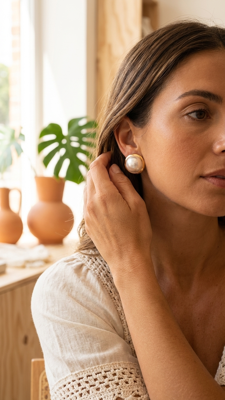 Classic pearl stud earrings, Vintage Style Pearl Studs, Elegant Gold Pearl Studs