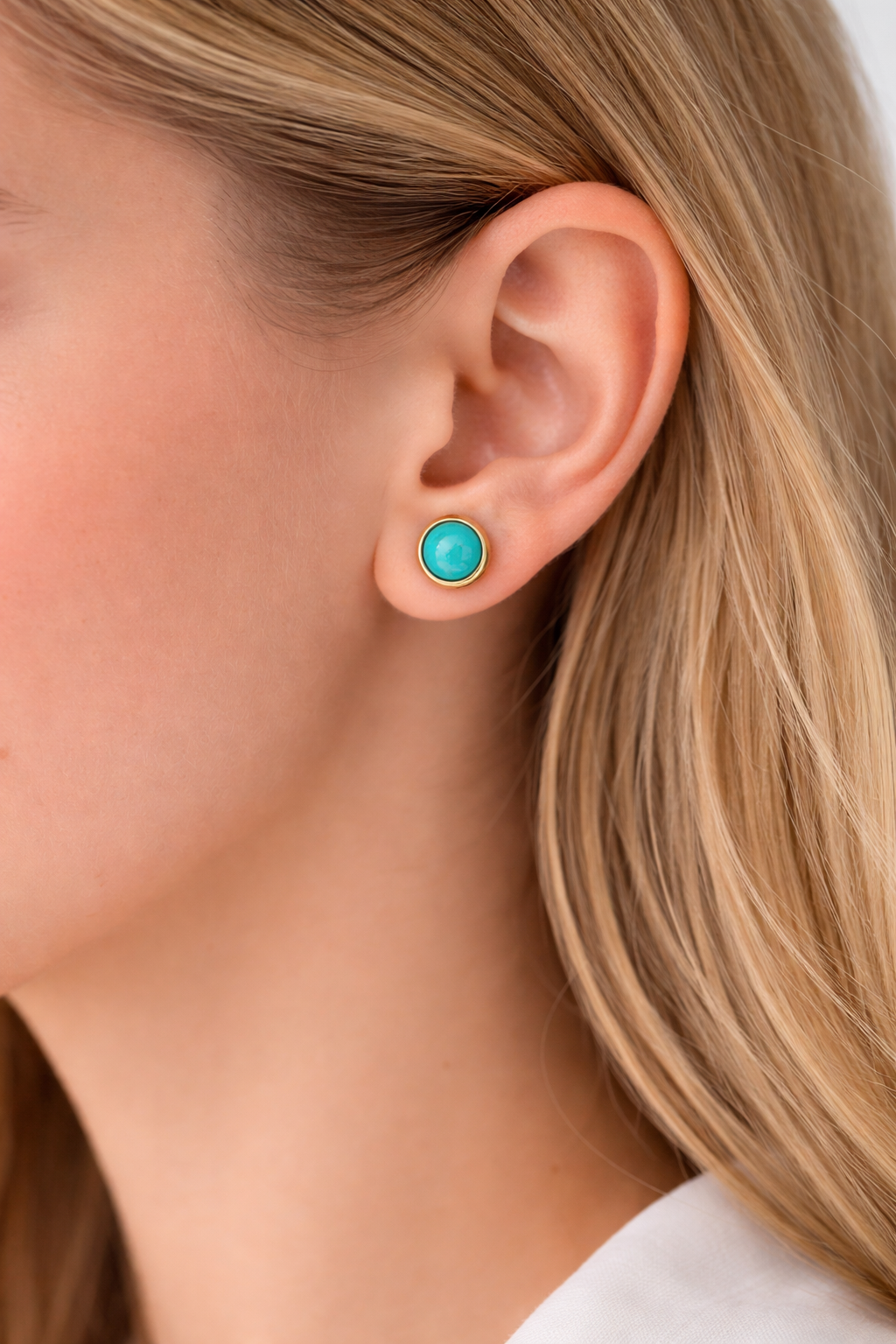 Turquoise Elegance Studs, Classic Blue Gem Studs, Delicate Blue Luxe Studs