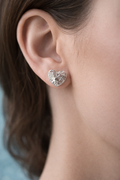Elegant Heart Studs, Modern Heart Earrings, Textured Heart Studs