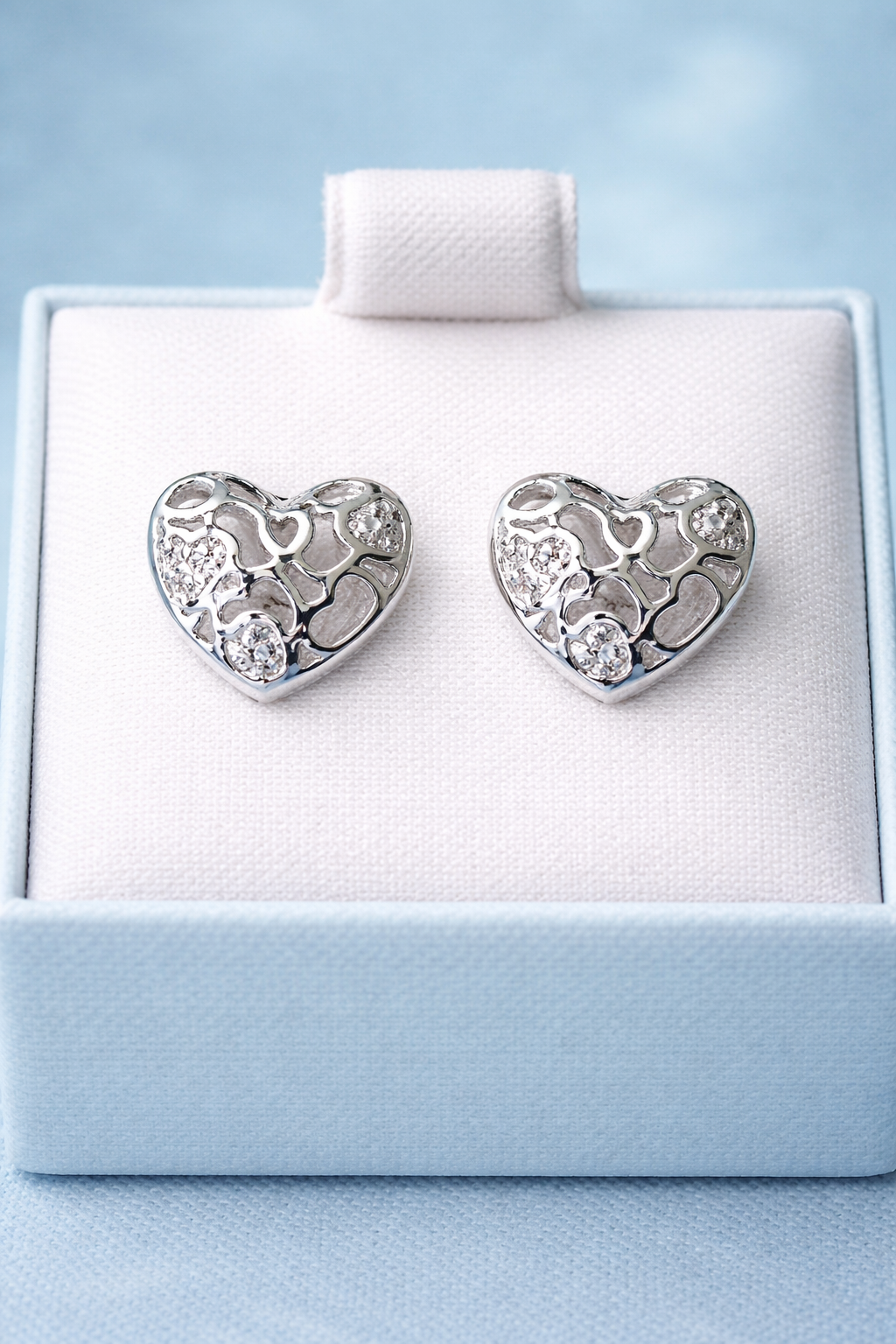 Elegant Heart Studs, Modern Heart Earrings, Textured Heart Studs