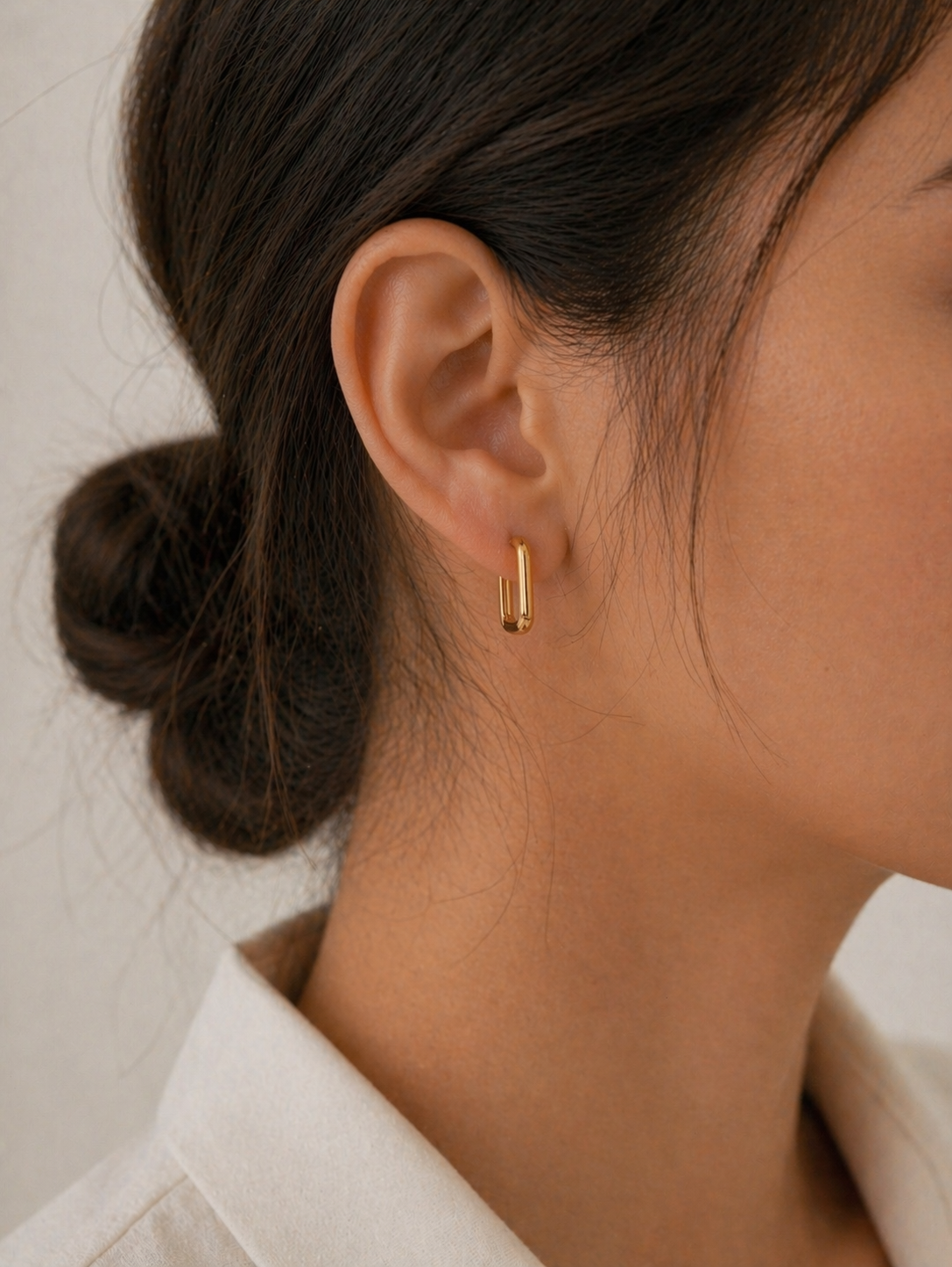Chic Gold Everyday Earrings, Geometric Gold Hoop Earrings, Gold Rectangular Huggie Earrings