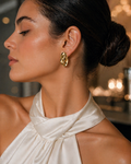 Sculptural Gold Studs, Elegant Gold Statement Earrings, Chic Gold Oval Studs