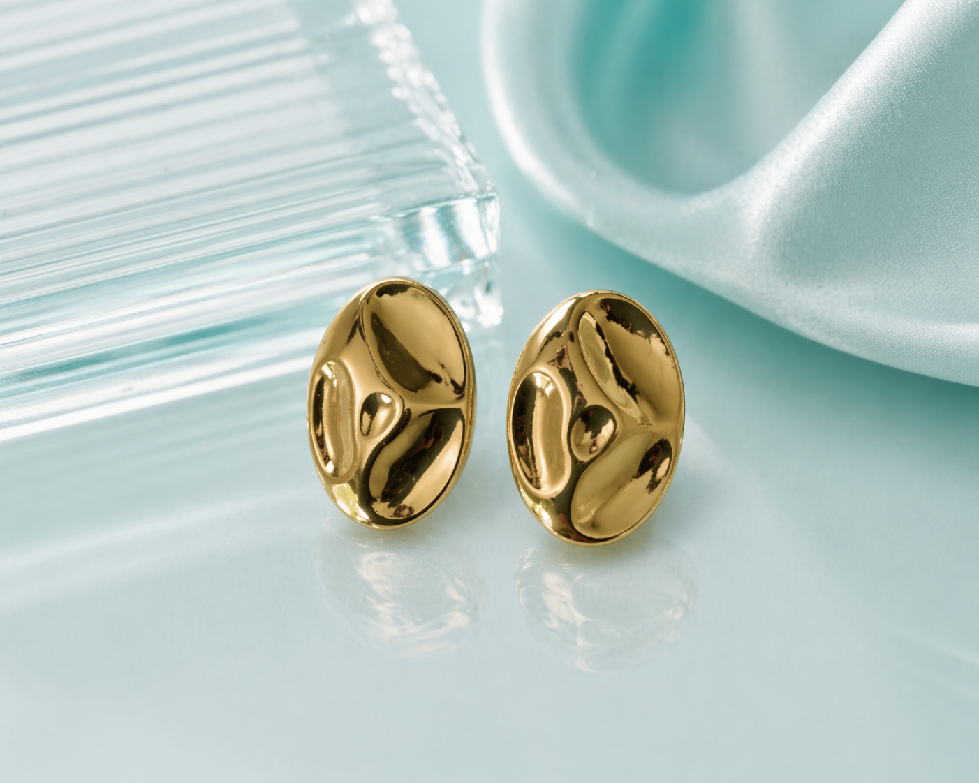 Sculptural Gold Studs, Elegant Gold Statement Earrings, Chic Gold Oval Studs