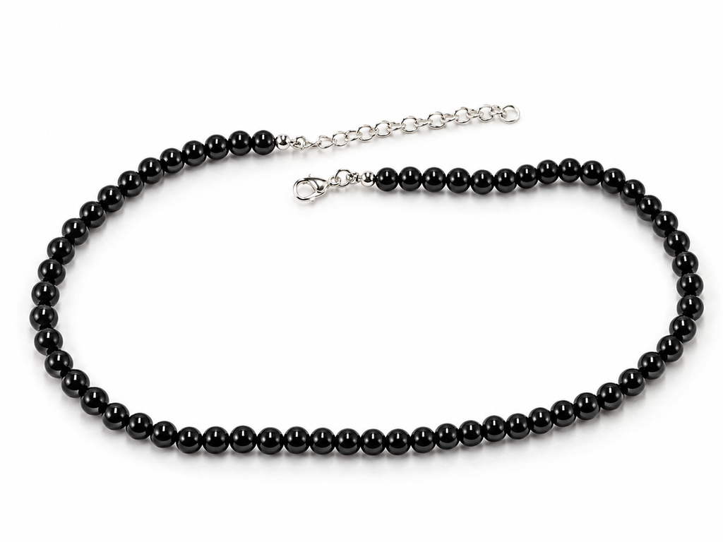 Natural Black Onyx Beaded Necklace, Elegant & Timeless Necklace