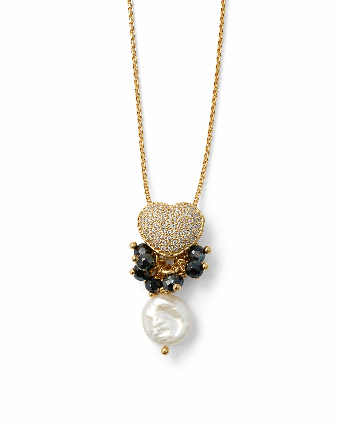 Gold Filled Necklace with Real Coin Pearl & Australian Crystals, Gold Filled, Real Coin Pearl