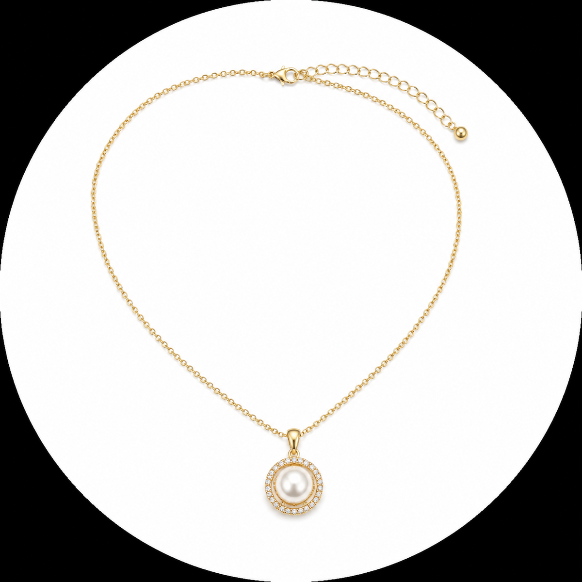 Gold Filled Zircon Circle Pendant Necklace,