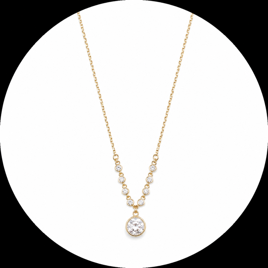 Elegant drop design necklaces, Gold Filled Zircon Drop Pendant Necklace,