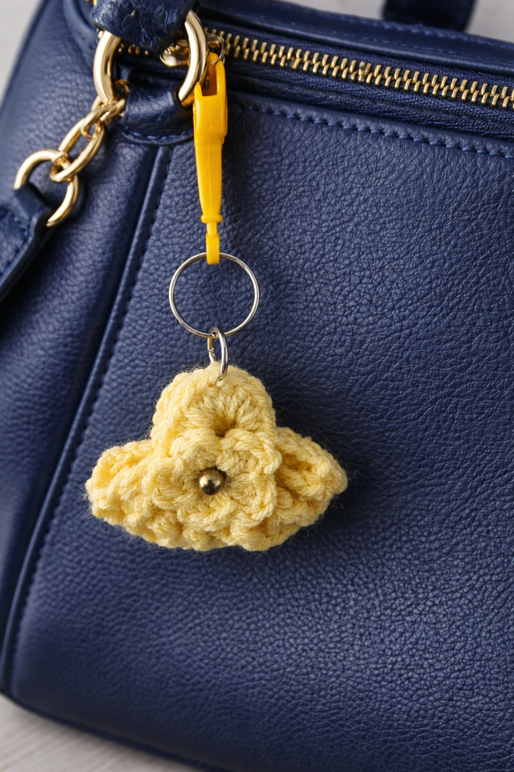 Handmade Yellow purse Keychain, Cute Handmade Crochet purse Keychain,