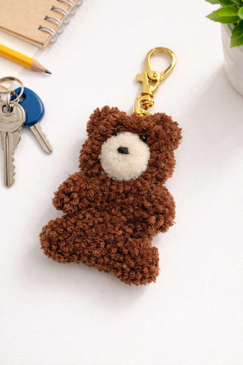 Cute Bear Keychain, Mini Teddy Bear Charm, Teddy Bear Bag Accessory.