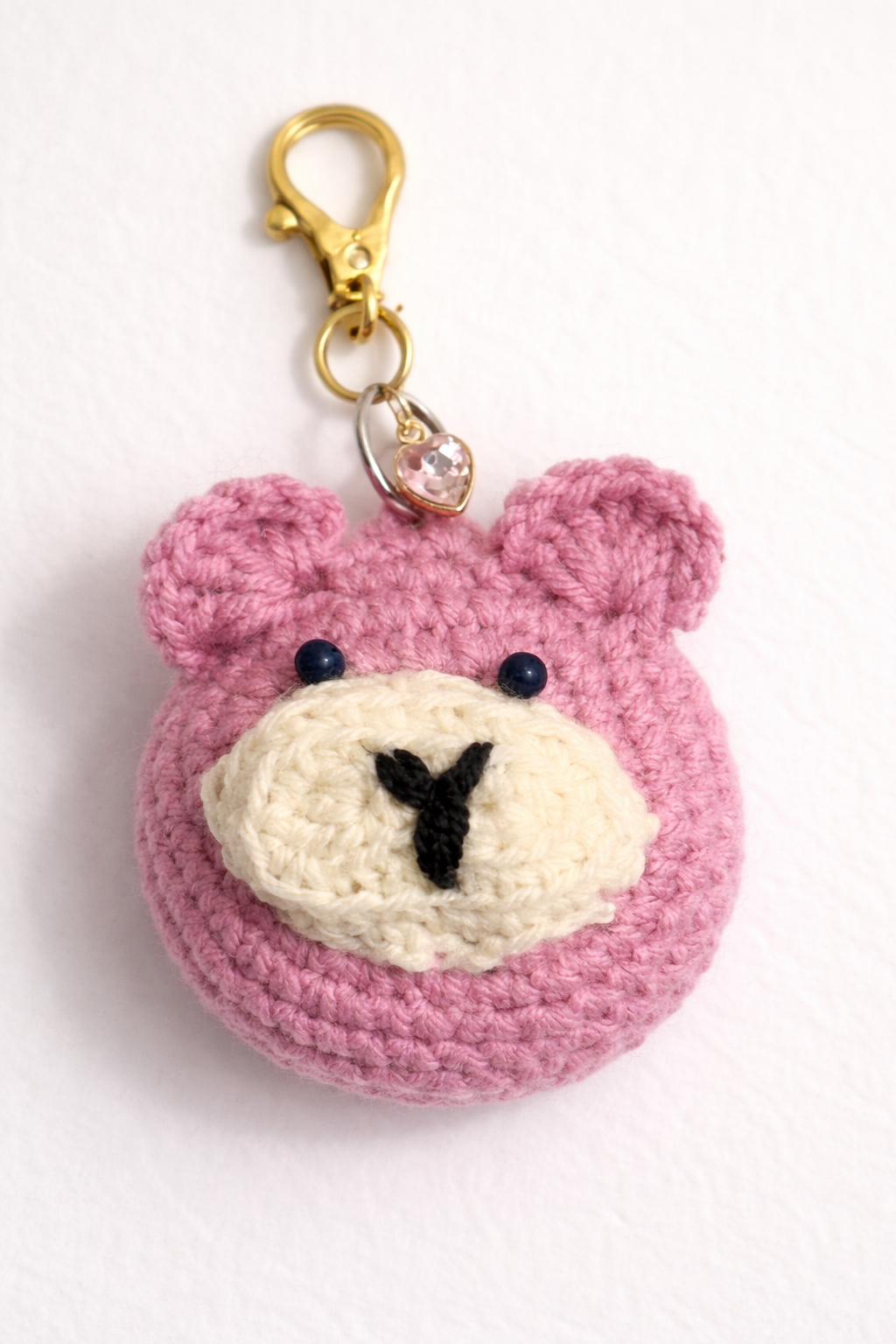 Cute Teddy Bear Keychain, Adorable Crochet Bear Charm, Pink Bear Backpack Charm