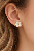 White Flower Stud Earrings, Elegant Flower Stud Earrings, Petite Flower Stud Earrings.