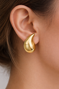 Gold Teardrop Earrings, Bold Gold Teardrop Earrings, Elegant Gold Sculptural Earrings