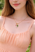 Minimal Gold Charm Necklace, Lucky Clover Gold Necklace, Dainty Gold Charm Necklace