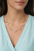 Dainty Clover Chain Necklace, Classic Gold Clover Necklace, Delicate Clover Link Necklace