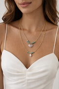 Elegant Turquoise Pearl Necklace, Modern Gold Turquoise Necklace, Delicate Heart Charm Necklace.
