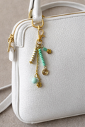 Minimalist Turquoise Keychain, Elegant Turquoise Keychain, Chic Gold Charm Keychain