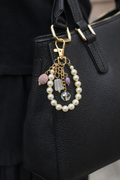 Elegant Pearl Bag Charm, Minimalist Pearl Keychain, Chic Pearl Bag Accessory