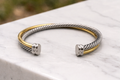 Classic Style Open Bracelet, Elegant Mixed Metal Bracelet, Contemporary Two-Tone Bangle Bracelet