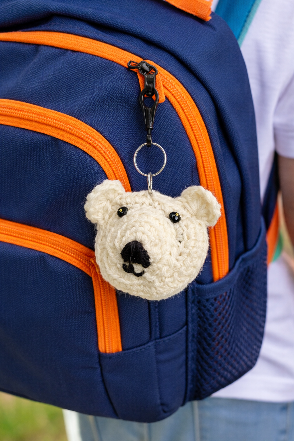 Bear Backpack Keychain Pendant, Cute Crochet Bear Keychain, Kids Bear Keychain – Handmade Crochet