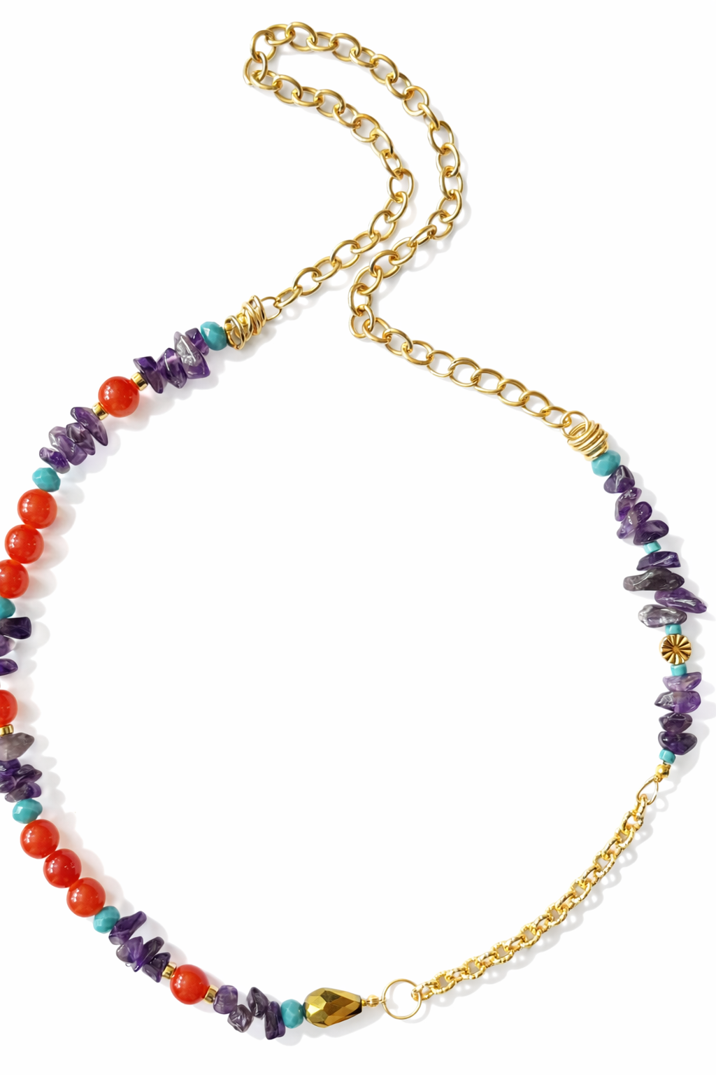 Boho Gemstone Necklace, Statement Bead Necklace, Boho Beaded Statement Necklace