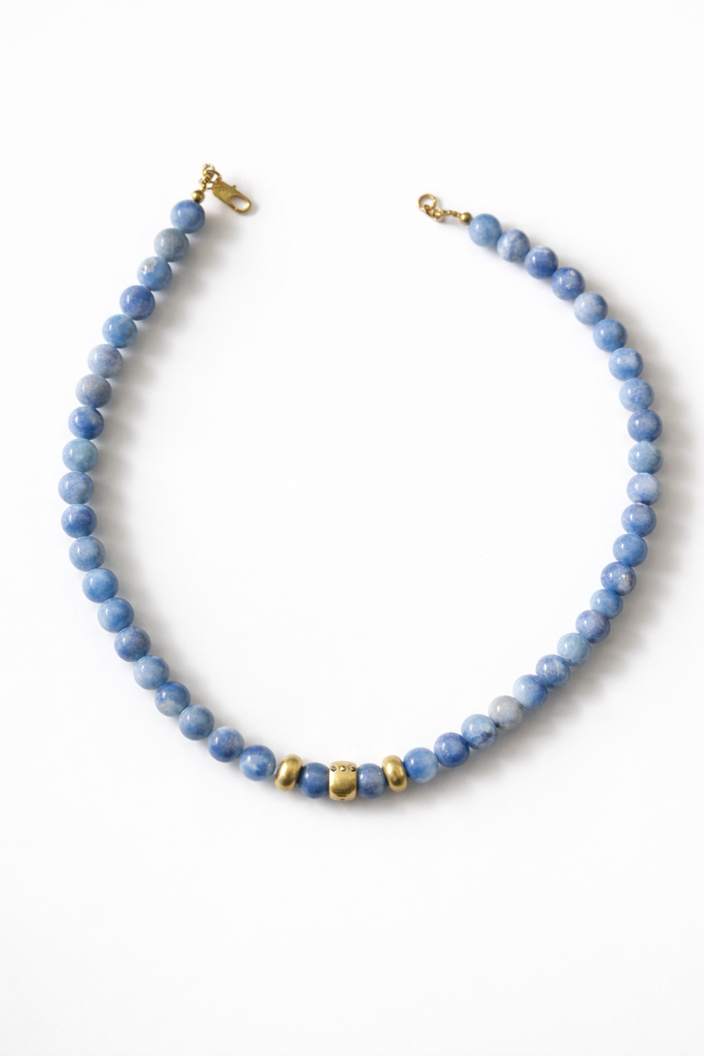 Gemstone Beaded Necklace, boho-luxury Istanbul Blue Chalcedony Necklace