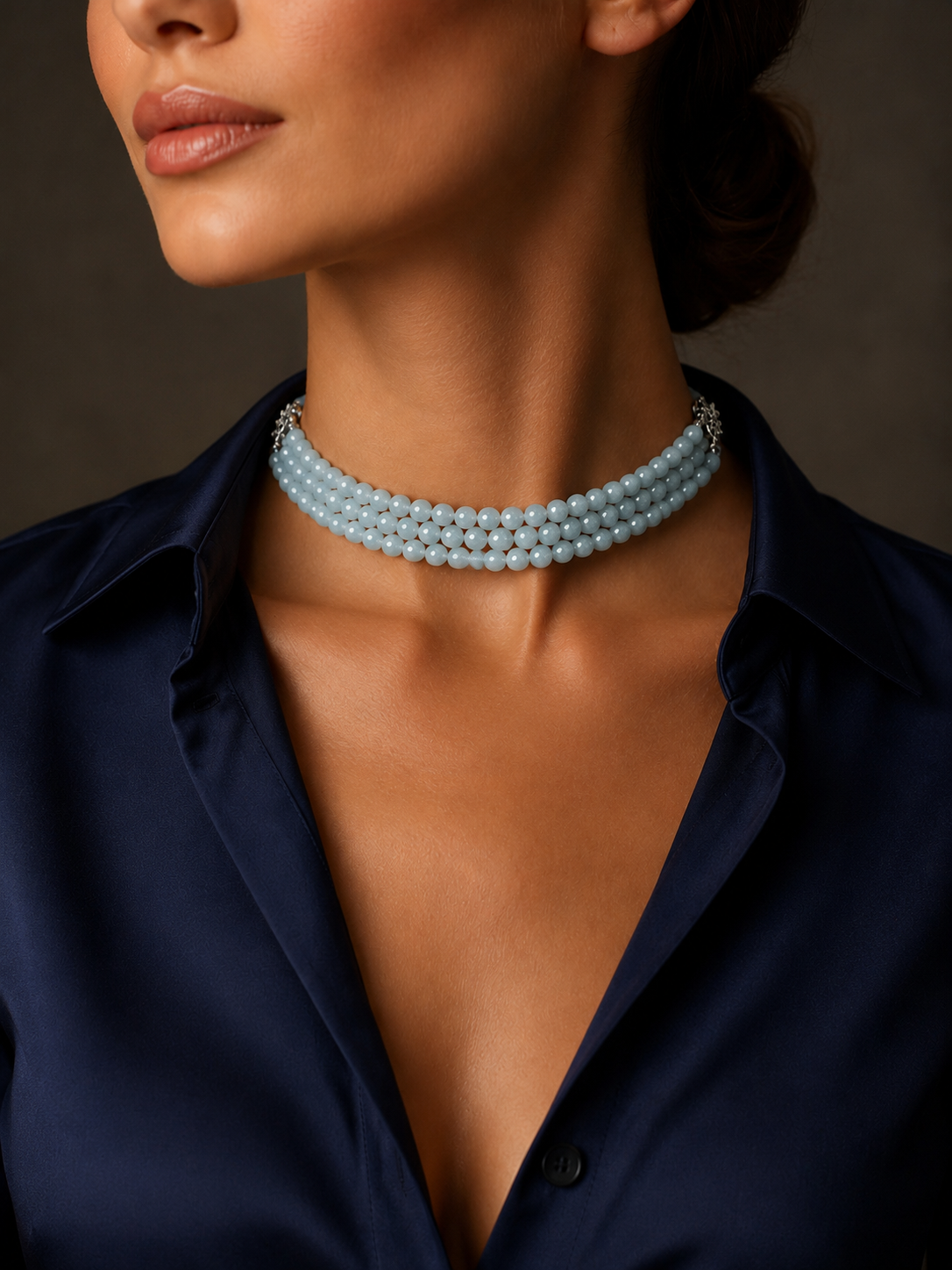 Sky Blue Choker, Timeless Aqua Choker, Aquamarine Elegance Choker.