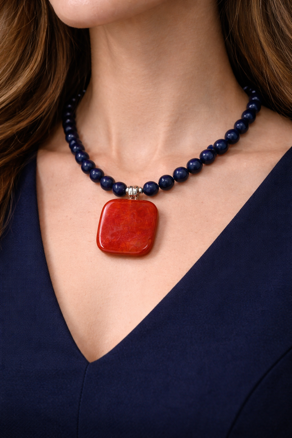 Elegant Beaded Pendant Necklace, Statement Carnelian Pendant Necklace, Minimal Gemstone Pendant Necklace