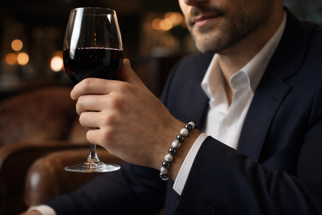 Men’s Luxury Bead Bracelet, Elegant Men’s Bracelet, Premium Stone Bracelet