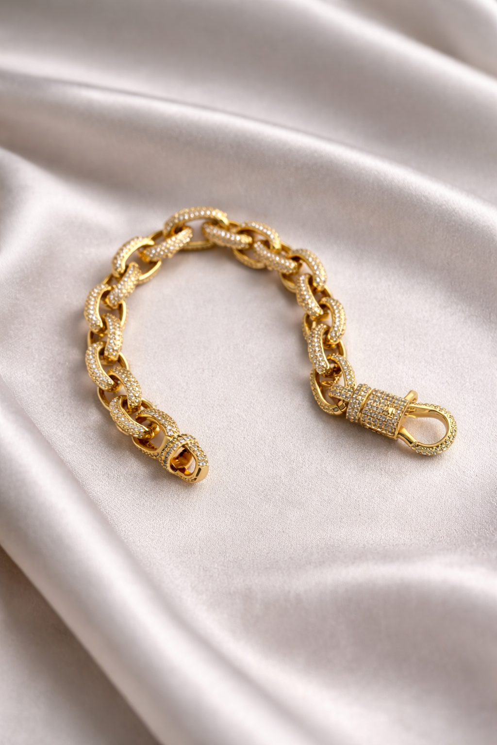 Gold Evening Bracelet, Chunky Gold Party, Gold Chain Statement