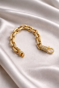 Gold Evening Bracelet, Chunky Gold Party, Gold Chain Statement