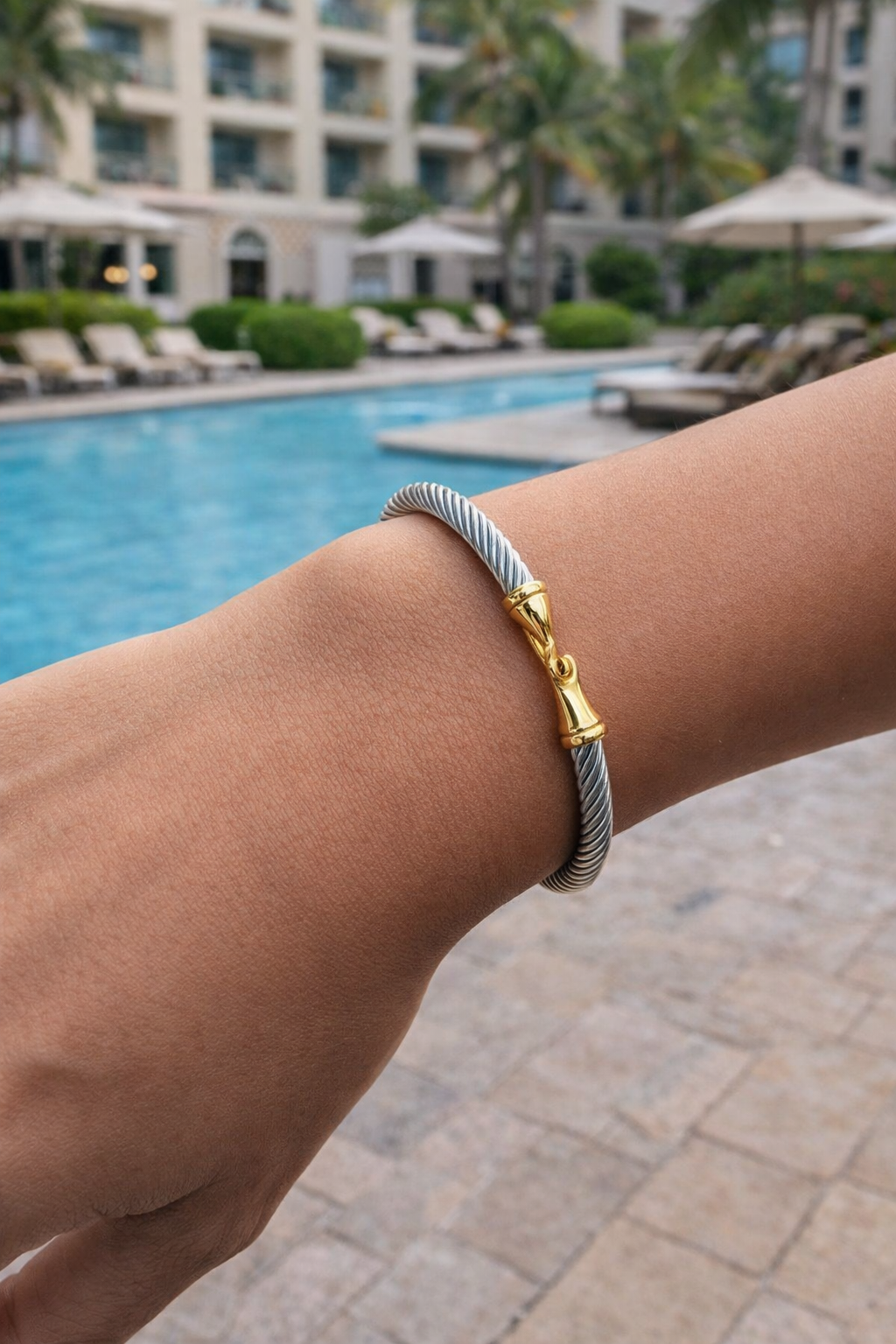 Two-Tone Twist Bracelet, Classic Twist Bracelet,Sophisticated Silver Cuff