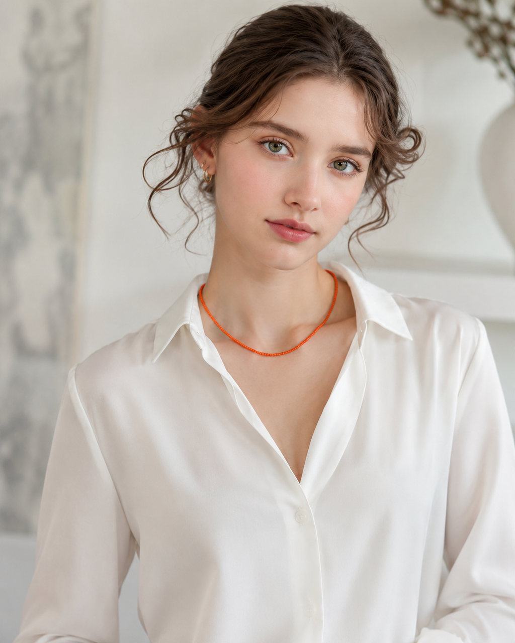 Delicate Coral Beaded Necklace with Extension Chain, Dainty Coral Beaded Necklace for Women