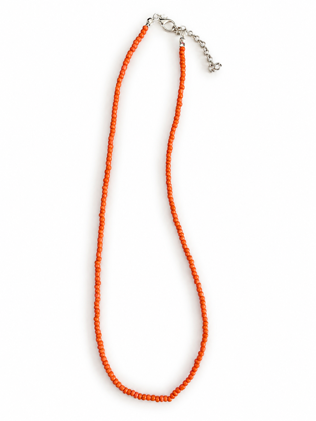 Delicate Coral Beaded Necklace with Extension Chain, Dainty Coral Beaded Necklace for Women