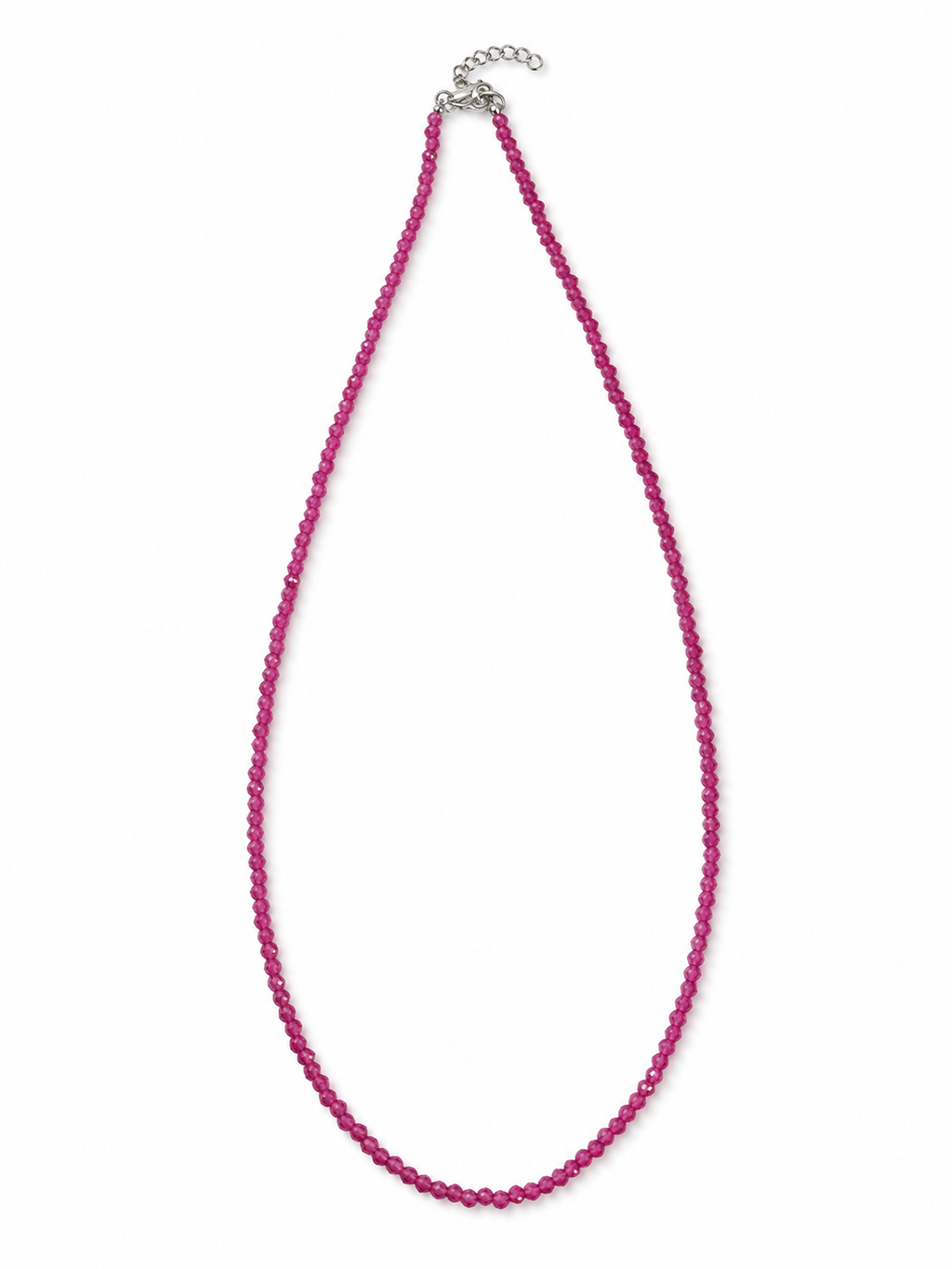 Fuchsia Beaded Necklace, Delicate Pink Faceted Bead Necklace,