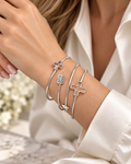 Sterling Silver Cross & Arrow Bracelet Trio, Three-Piece Sterling Silver Bangle Set