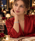 Sterling Silver Zircon Bangle Bracelet, Sterling Silver Bangle with Clear Zircons.