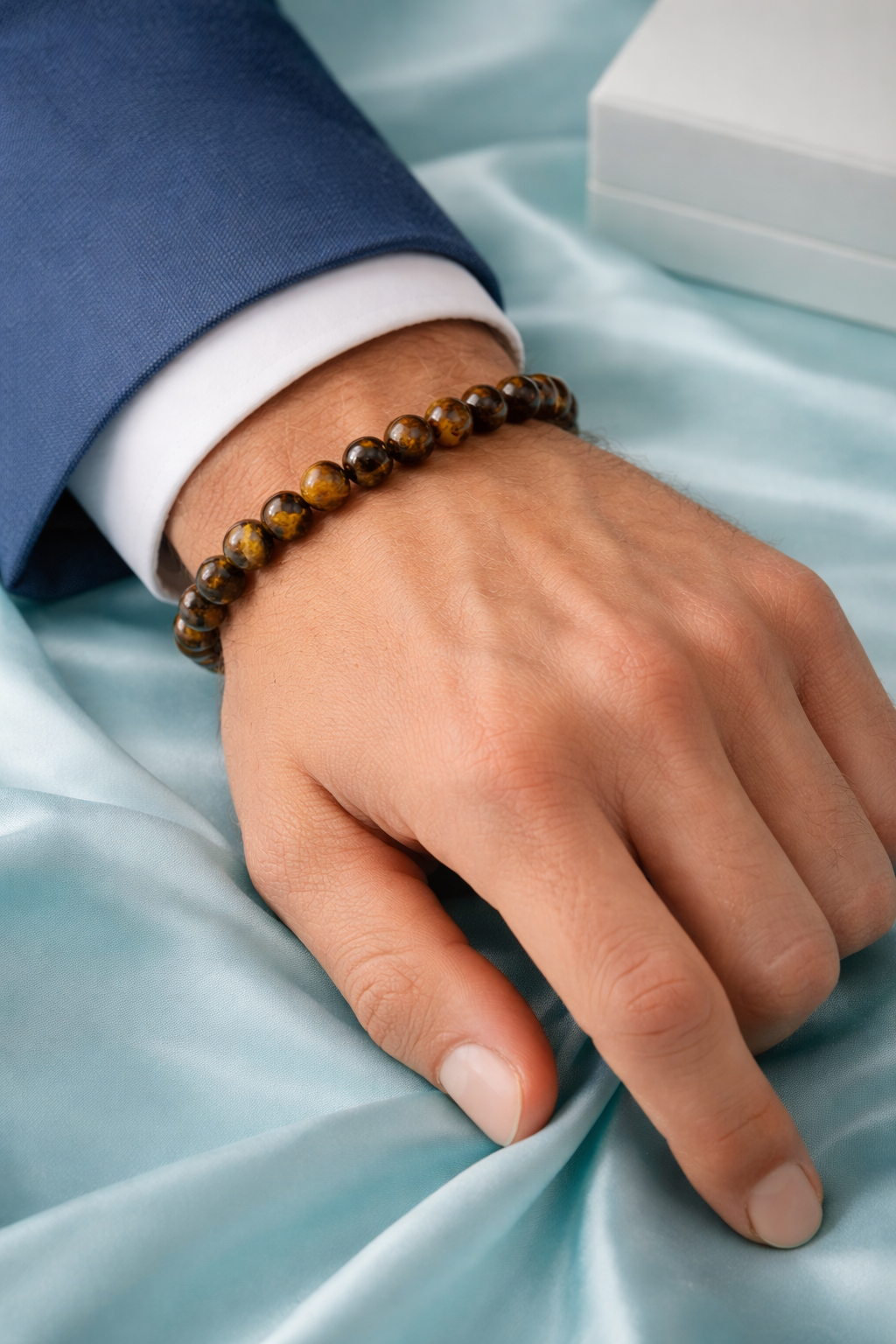 Tiger Eye Energy Bracelet, Minimalist Tiger Eye Bracelet, Luxury Beaded Bracelet for Men