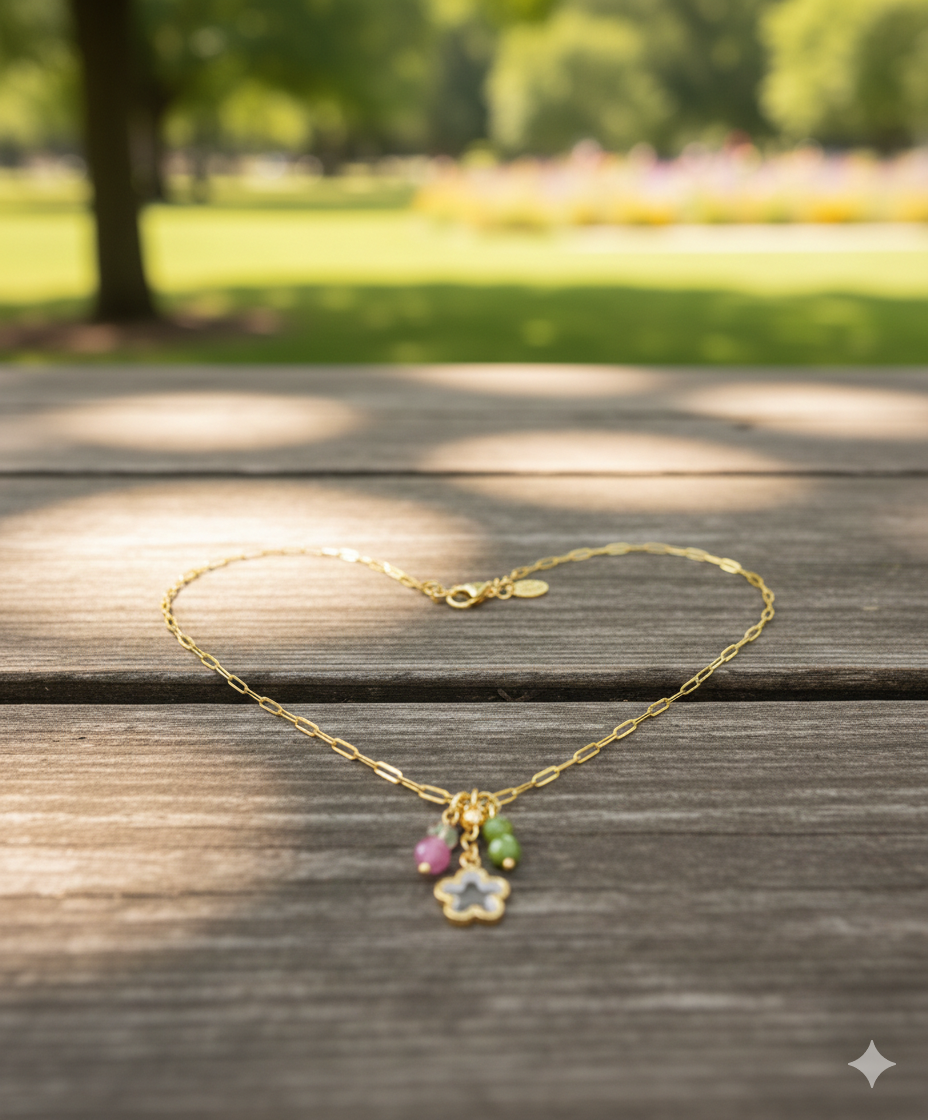 Charm Paperclip Necklace, Gold Charm Necklace, Charming Paperclip Necklace