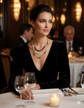 Multi-Strand Gold Chain Statement Necklace, Artisanal Multi-Texture Necklace in Gold and Natural Stone