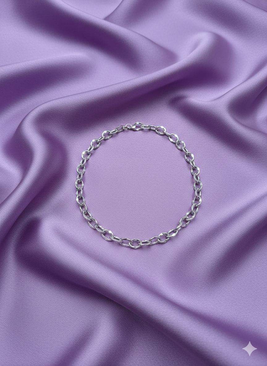 Chunky Sterling Silver Necklace, Modern Sterling Silver Chain Necklace, Classic Silver Chain Necklace