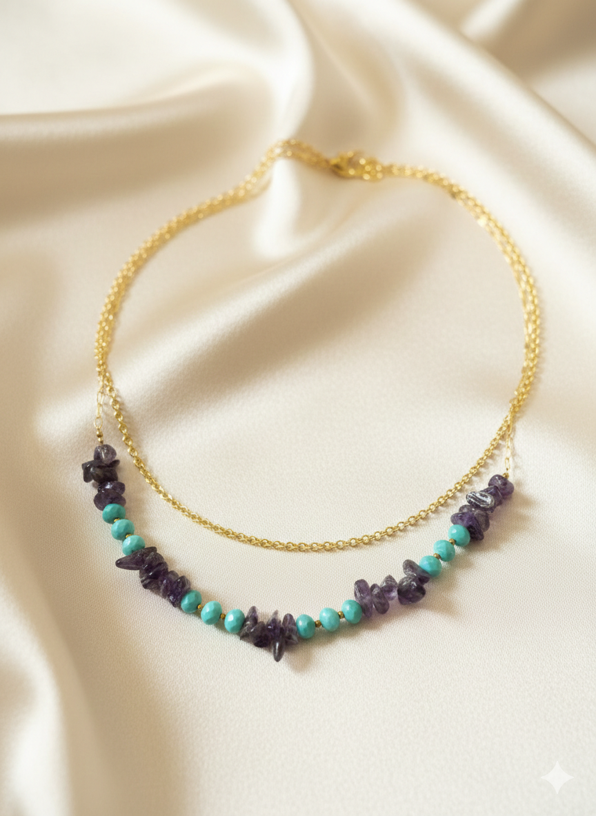 Gemstone Statement Necklace, Boho-Chic Beaded Necklace, Handmade Mixed Gemstone Necklace