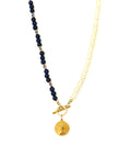 Handmade jewelry,Lapis Lazuli and Pearls Necklace, Trendy necklace.