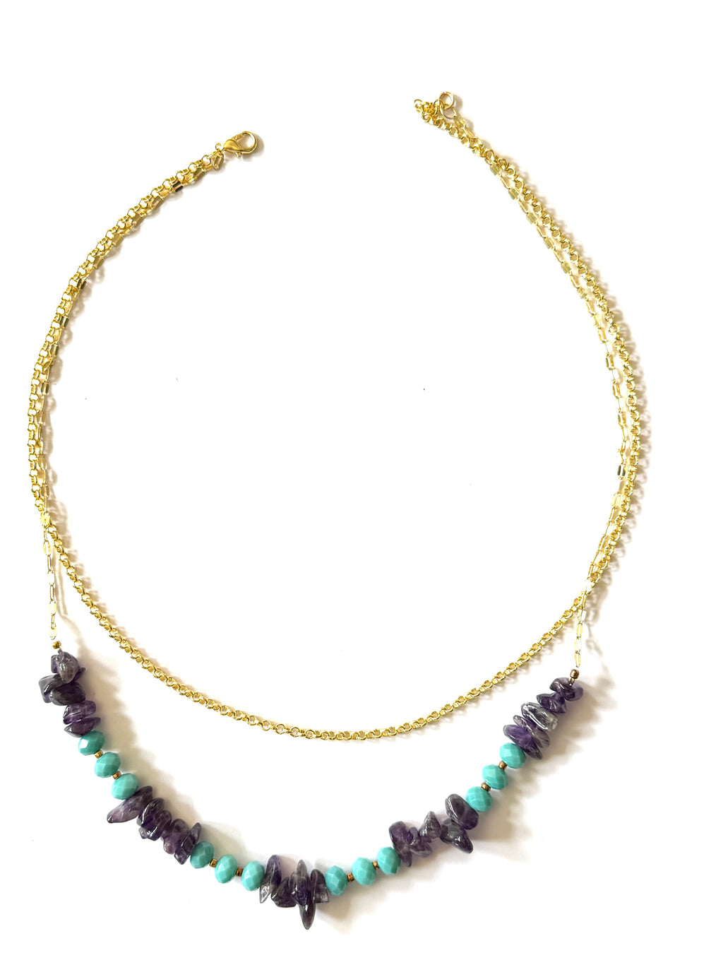 Gemstone Statement Necklace, Boho-Chic Beaded Necklace, Handmade Mixed Gemstone Necklace