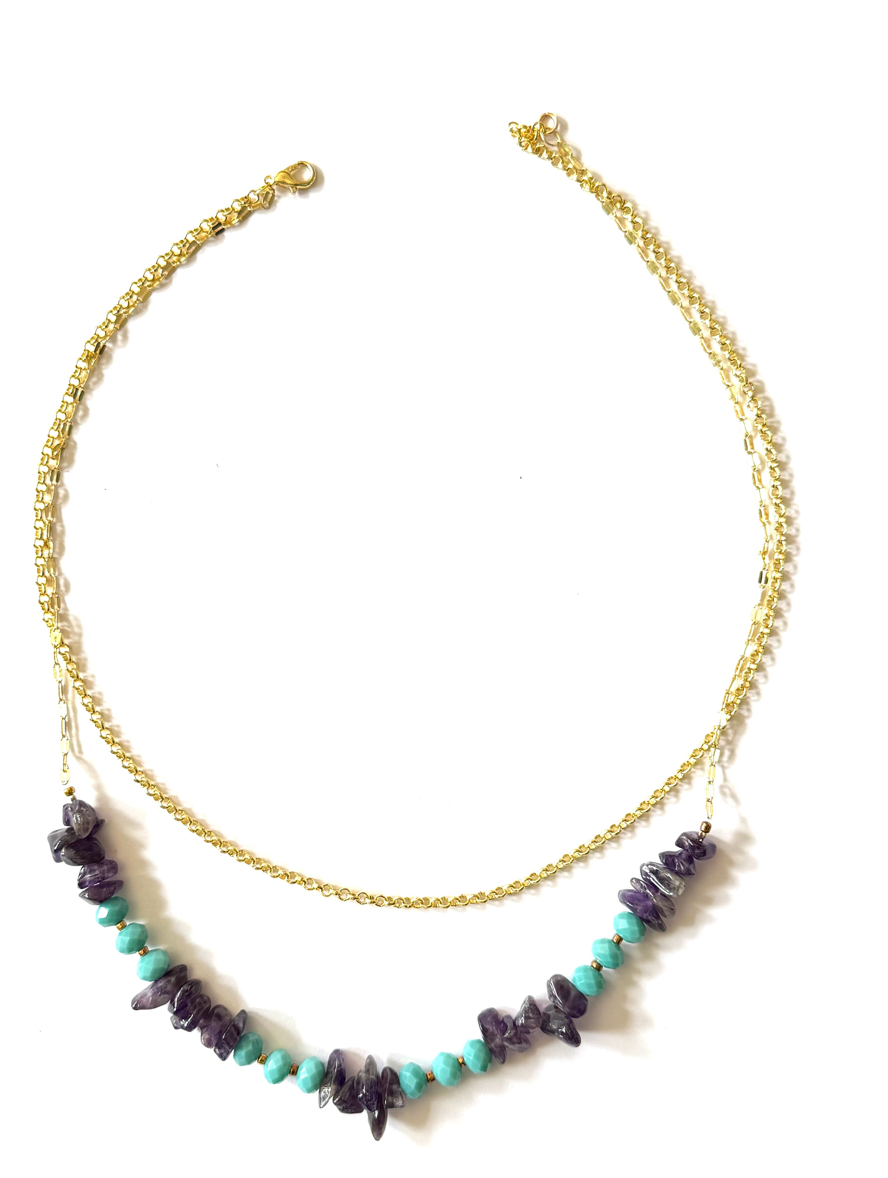 Gemstone Statement Necklace, Boho-Chic Beaded Necklace, Handmade Mixed Gemstone Necklace