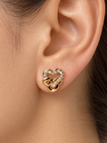 Gold-Filled Intertwined Heart Studs, Gold-Filled Zirconia Heart Earrings, Gold-Filled Double Heart Studs