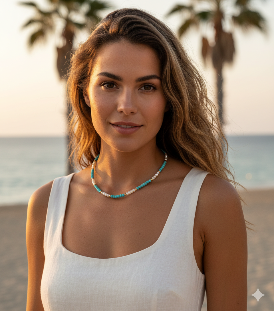 Turquoise and Pearl Necklace