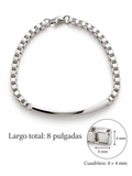 Men’s Sterling Silver Square Link Bracelet – 8”, Men’s Sterling Silver ID Bar Bracelet – 4 × 4 mm Links