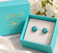Natural Turquoise Stud Earrings, Elegant Round Turquoise Stud Earrings,  Genuine Turquoise Stud Earrings