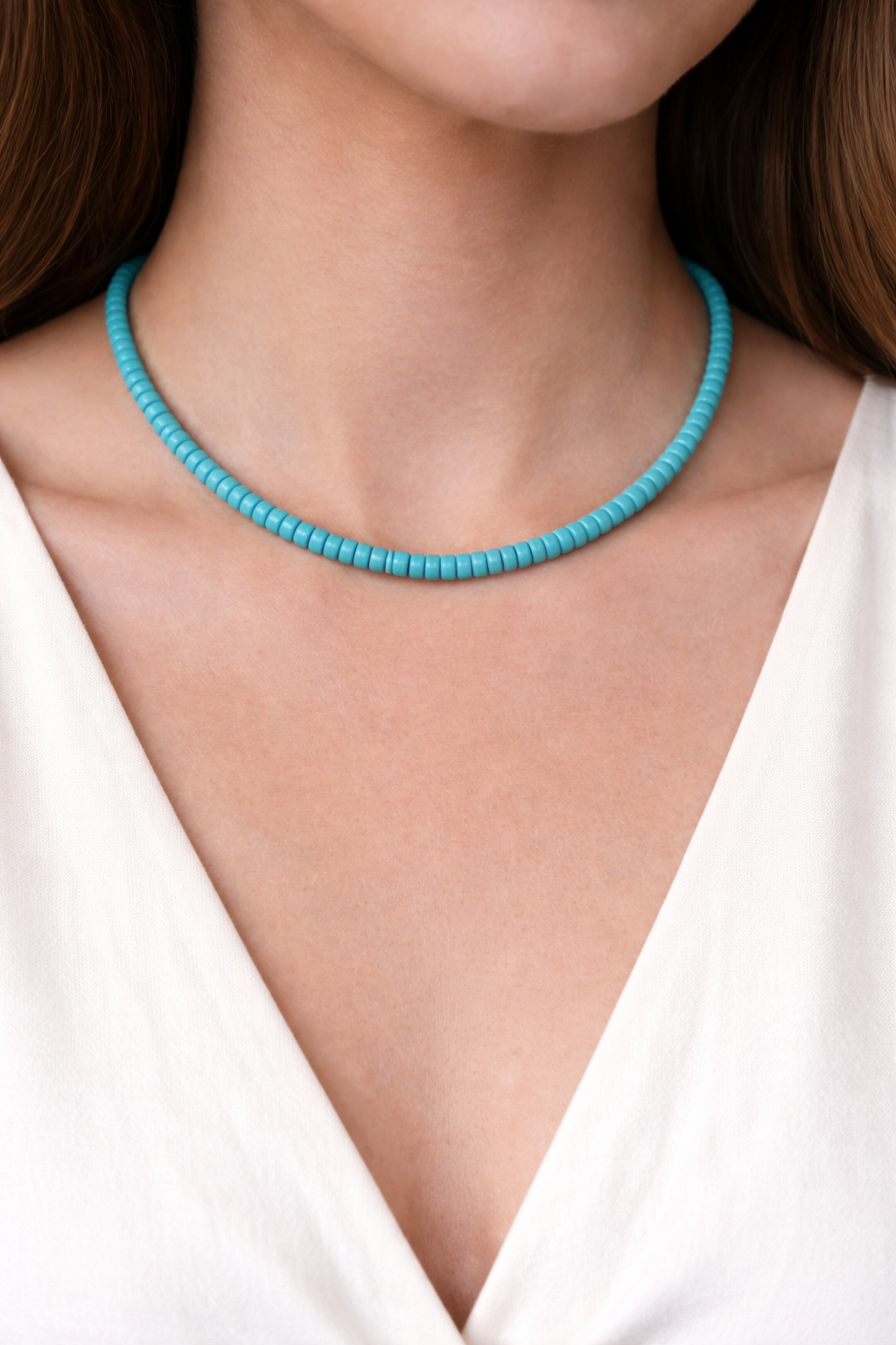 Natural Turquoise Beaded Necklace – Dainty Handmade Gemstone Jewelry